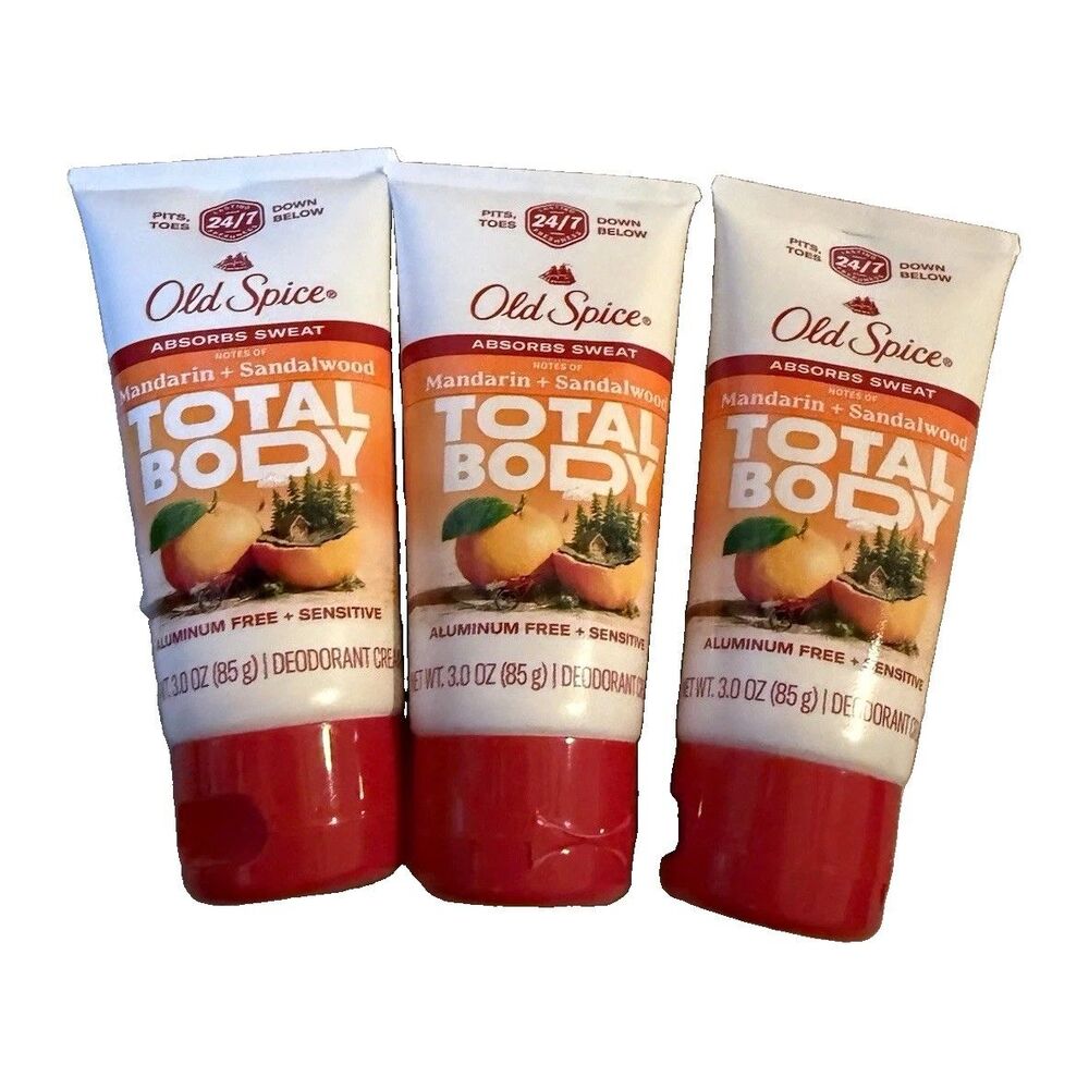 Old Spice Total Body Deodorant Cream Mandarin + Sandalwood 3 oz 3 pack